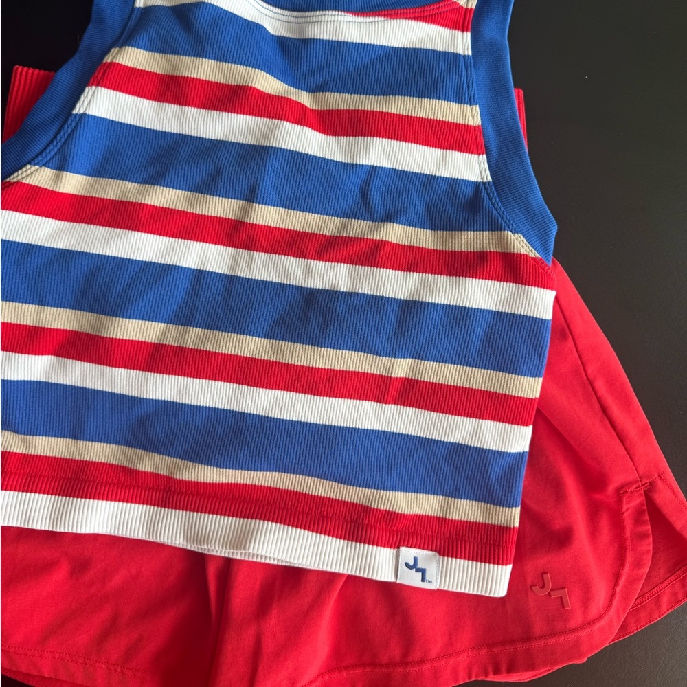 JoyLab Women's Striped Cropped Tank Top and Solid Shorts Set-